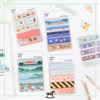 Set 4 tấm sticker washi Daily Life trang trí tường, ảnh ghi chú, decor, sổ tay, planner, bullet journal - Tiệm Ngựa Gỗ