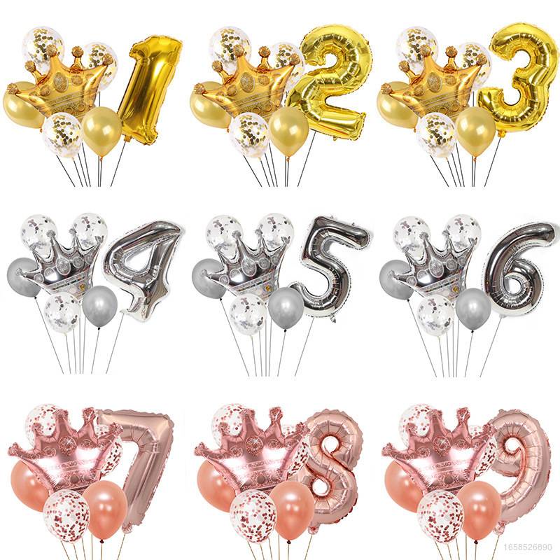 Bộ 8 Bong Bóng Hình Số Nhiều Màu Sắc Dùng Trang Trí Tiệc Sinh Nhật