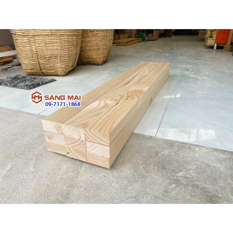 [MS151] Thanh gỗ thông 4cm x 8cm x dài 120cm + láng mịn 4 mặt