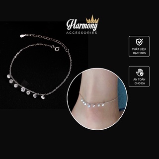 Vòng chân nữ nhỏ xinh, lắc chân bạc 925 cao mất hạt cườm đính đá xinh xắn, nữ tính LC7 | TRANG SỨC BẠC HARMONY
