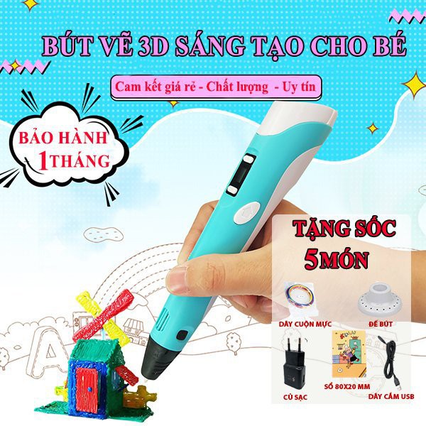 Bộ bút vẽ 3D sáng tạo độc đáo cho bé giá rẻ kèm sợi mực