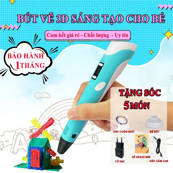 [BẢO HÀNH 1 THÁNG] Bộ bút vẽ 3D sáng tạo độc đáo cho bé giá rẻ kèm sợi mực