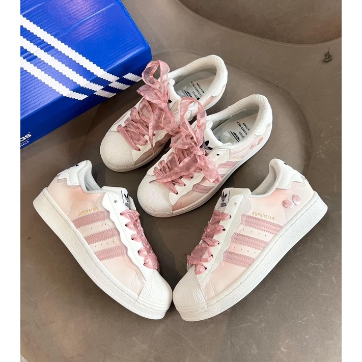 Giày sneaker superstar new 2022 hồng kem pastel