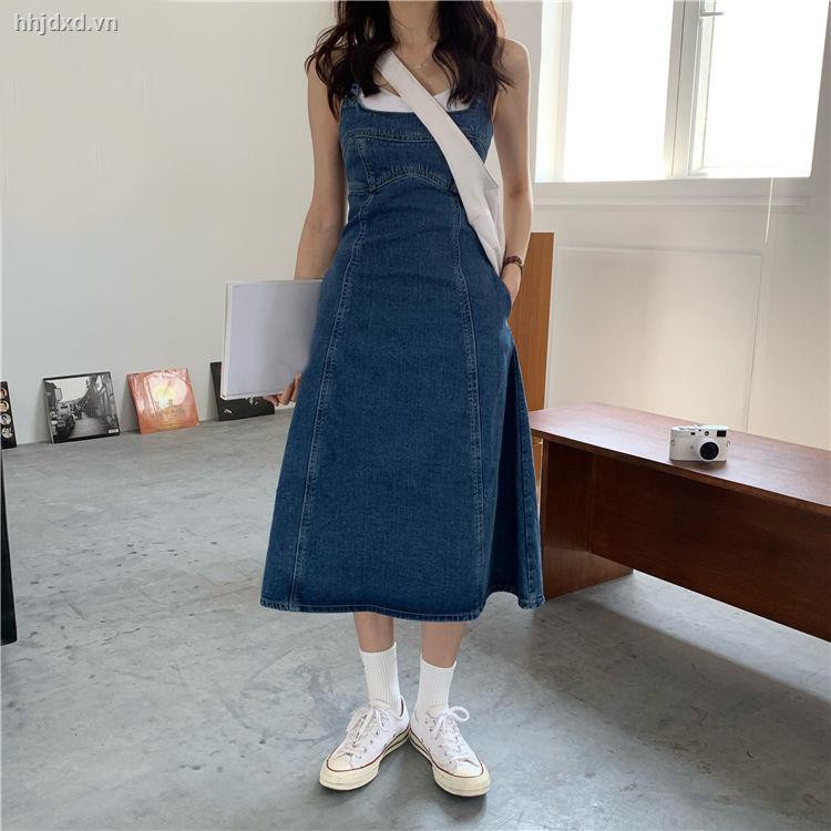 Đầm denim dài không tay dáng ôm size phong cách lớn trẻ trung cổ điển kiểu Pháp thời trang mùa hè dành cho bạn nữ