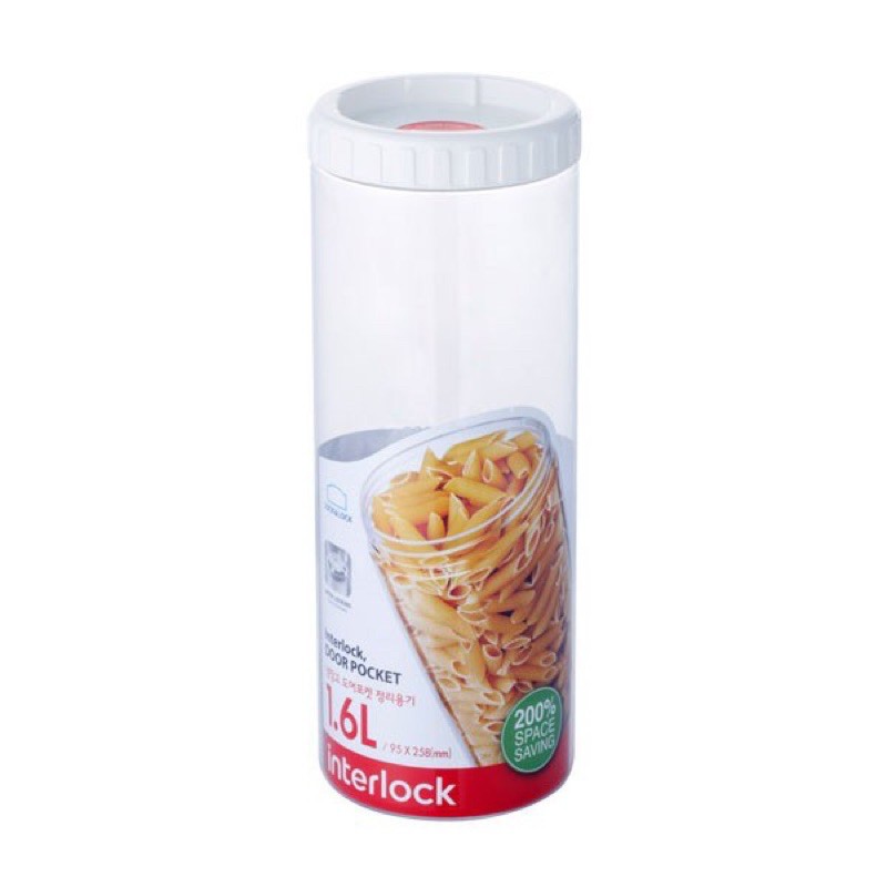Combo 2 hộp nhựa bảo quản thực phẩm Lock&amp;Lock Interlock 1.6L, hộp đựng mỳ ý, đồ khô có nắp vặn Katigiadung