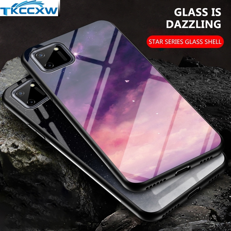 Realme C11 6 5 Pro 6i 6s 5i Case Starry Sky Tempered Glass Soft Silicone Frame Hard Phone Cover