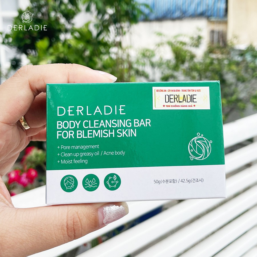 Xà Phòng Giảm Mụn Cơ Thể, Mụn Lưng Derladie Body Cleansing Bar For Blemish Skin 50g + Tặng Kèm 1 túi lưới tạo bọt | BigBuy360 - bigbuy360.vn