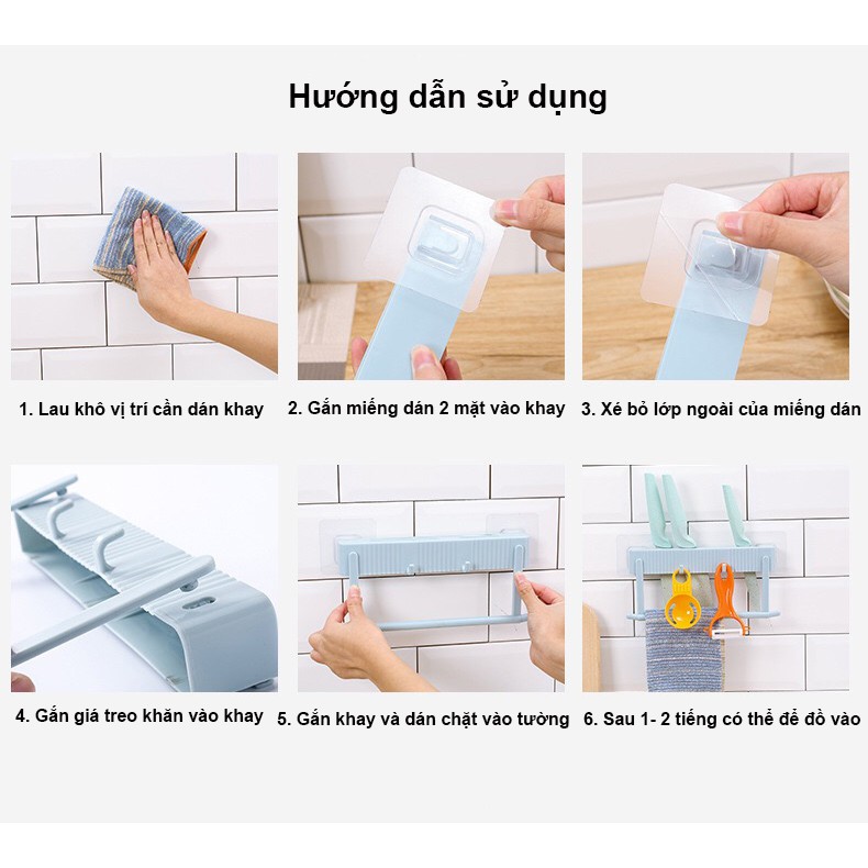 Giá kệ đựng dao, treo khăn dán tường đa năng