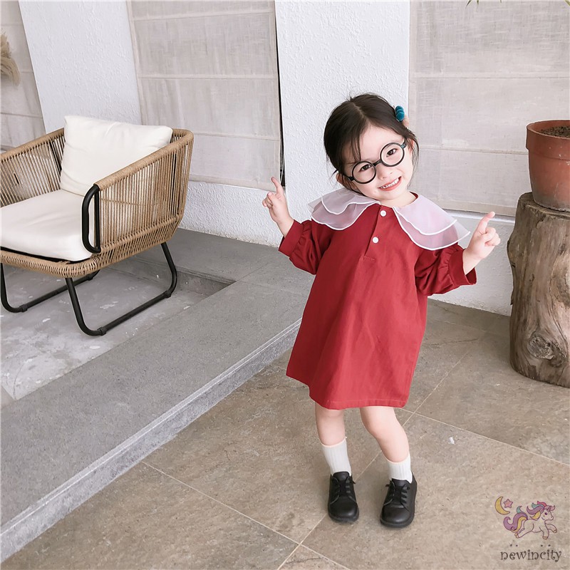 Váy tay phồng phối vải lưới sành điệu dành cho bé gái