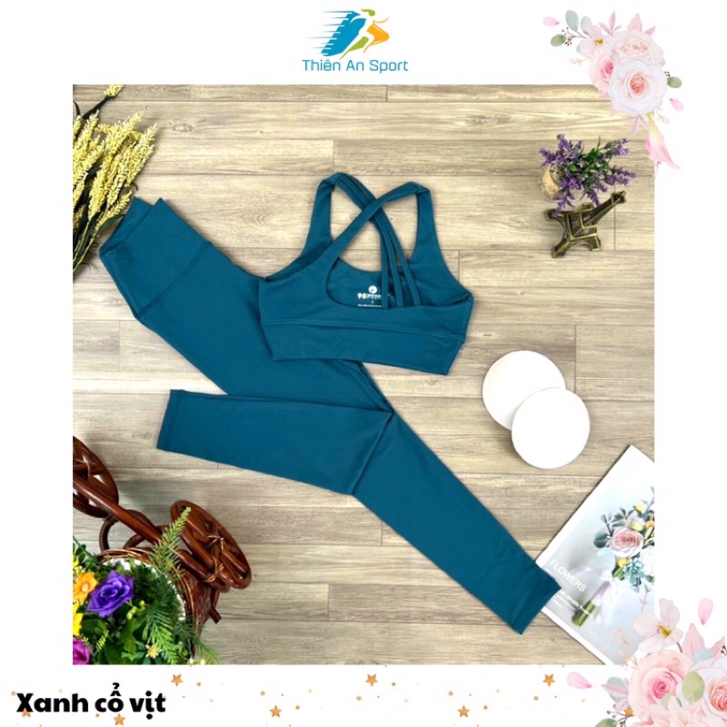 Set tập yoga, gym, aerobic, đồ tập yoga, gym nữ, áo bra dây đan