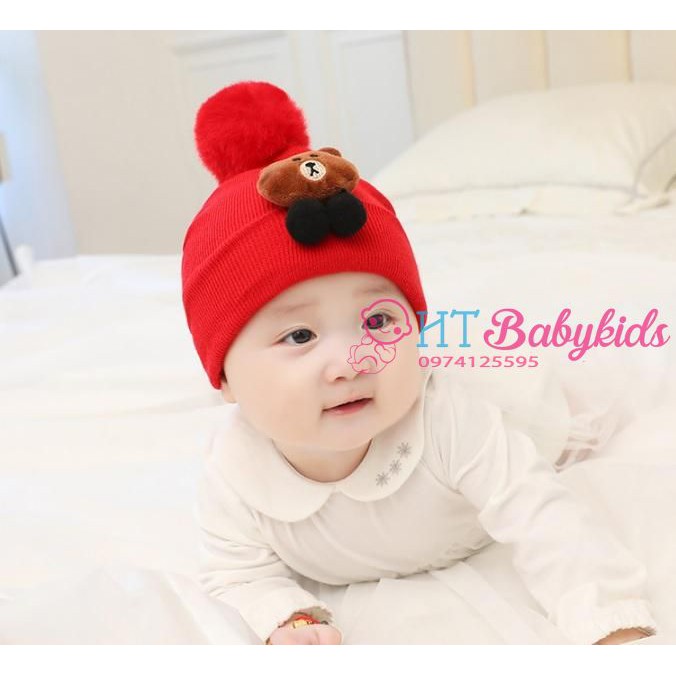 Set Mũ Len Cho Bé Hình Gấu Siêu Đáng Yêu [ SIÊU RẺ ]