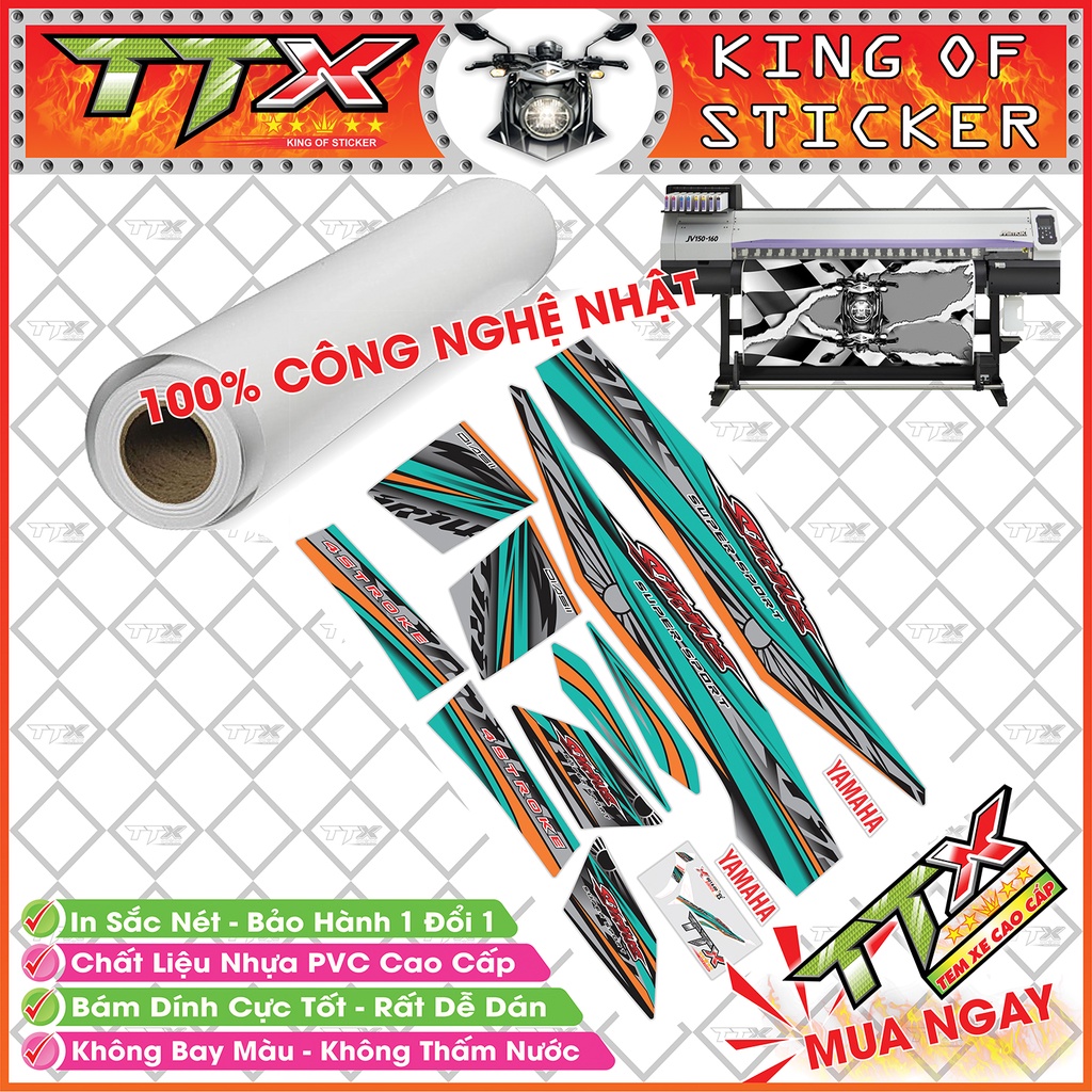 Tem xe sirius mặt trời nhỏ , Team phụ kiện sirius màu xanh nền đen tuyệt đẹp , Shop TTX Tem rời sirius mã (S0018/00)