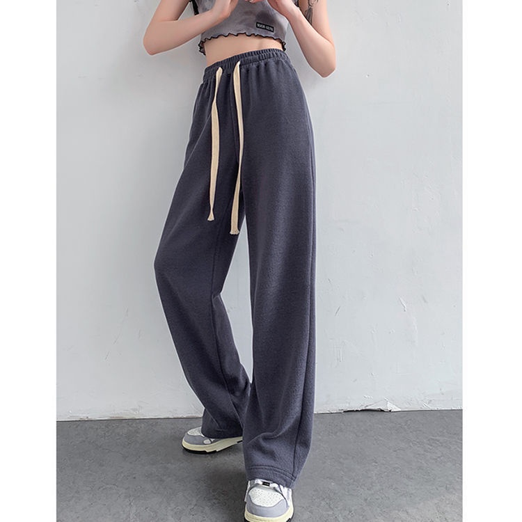 Quần Thể Thao Ống Rộng Lưng Cao Phối Dây Rút Thời Trang 2022 Dành Cho Nữ