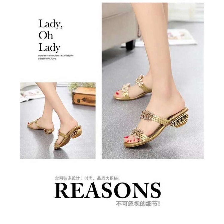 Dép Sandal Cao Gót Đính Đá Pha Lê Phong Cách Thời Trang Mới 2022