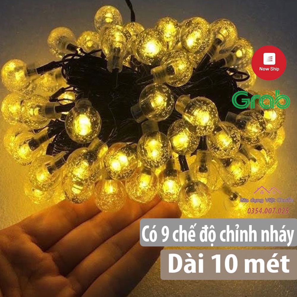 Đèn led trang trí hình bi bọt tuyết, trang trí tết, decor nhà ở, dây dài 10m