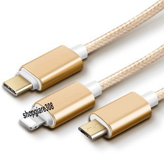Dây Sạc điện thoại 3 in 1 Đầu Bọc Dù-Cáp sạc dây dù 3 đầu Cho Phụ Kiện Tai nghe Bluetooth Airpods i12 Cáp Sạc Iphone