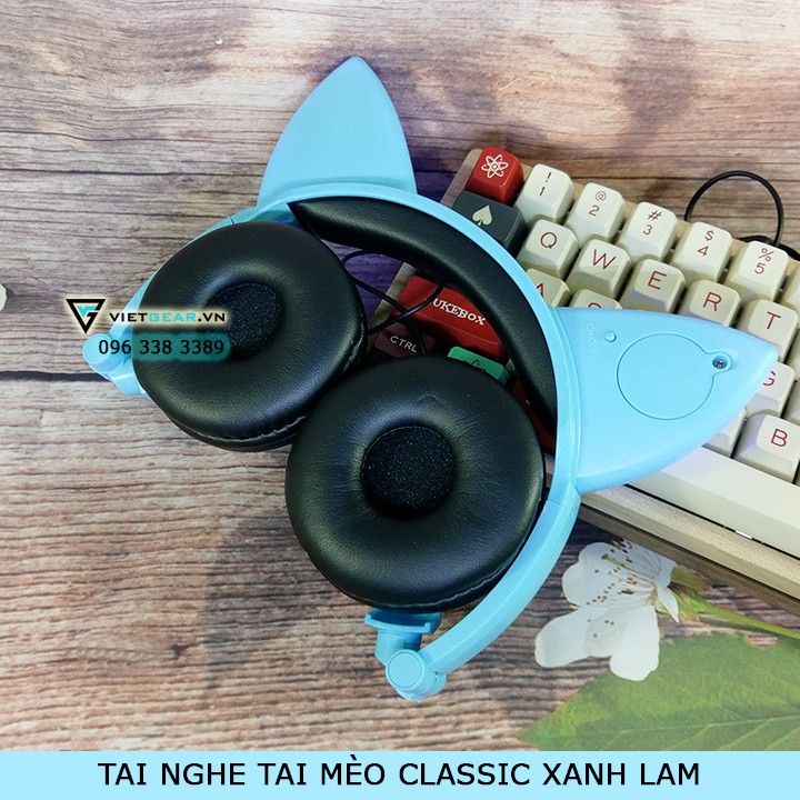 Tai nghe tai mèo TTLIFE Xanh lam có led, chất lượng cao