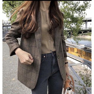 vest dạ nâu hàn quốc