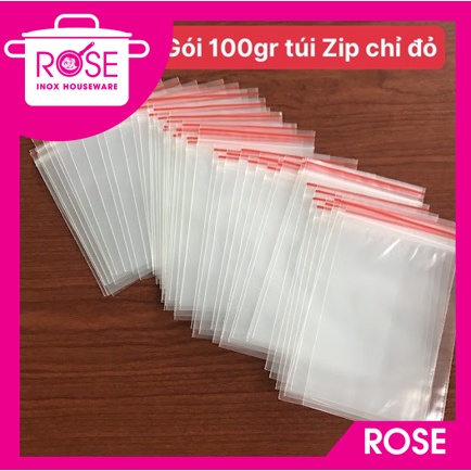 Túi zip chỉ đỏ loại dày đẹp gói 100 gram - Ấn vào chọn size