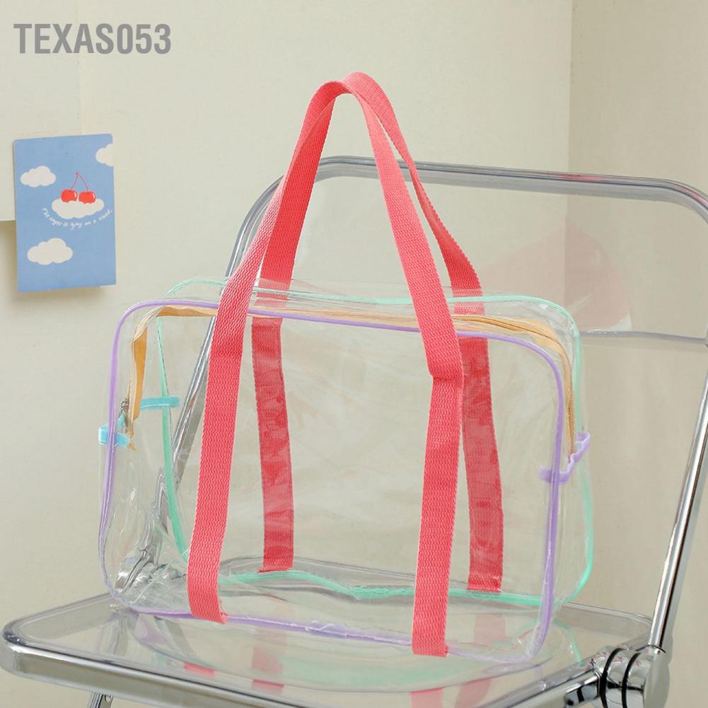 [Hàng Sẵn] Túi Xách nhựa pvc trong suốt thời trang cỡ lớn đi biển đựng dụng cụ trang điểm【Texas053】