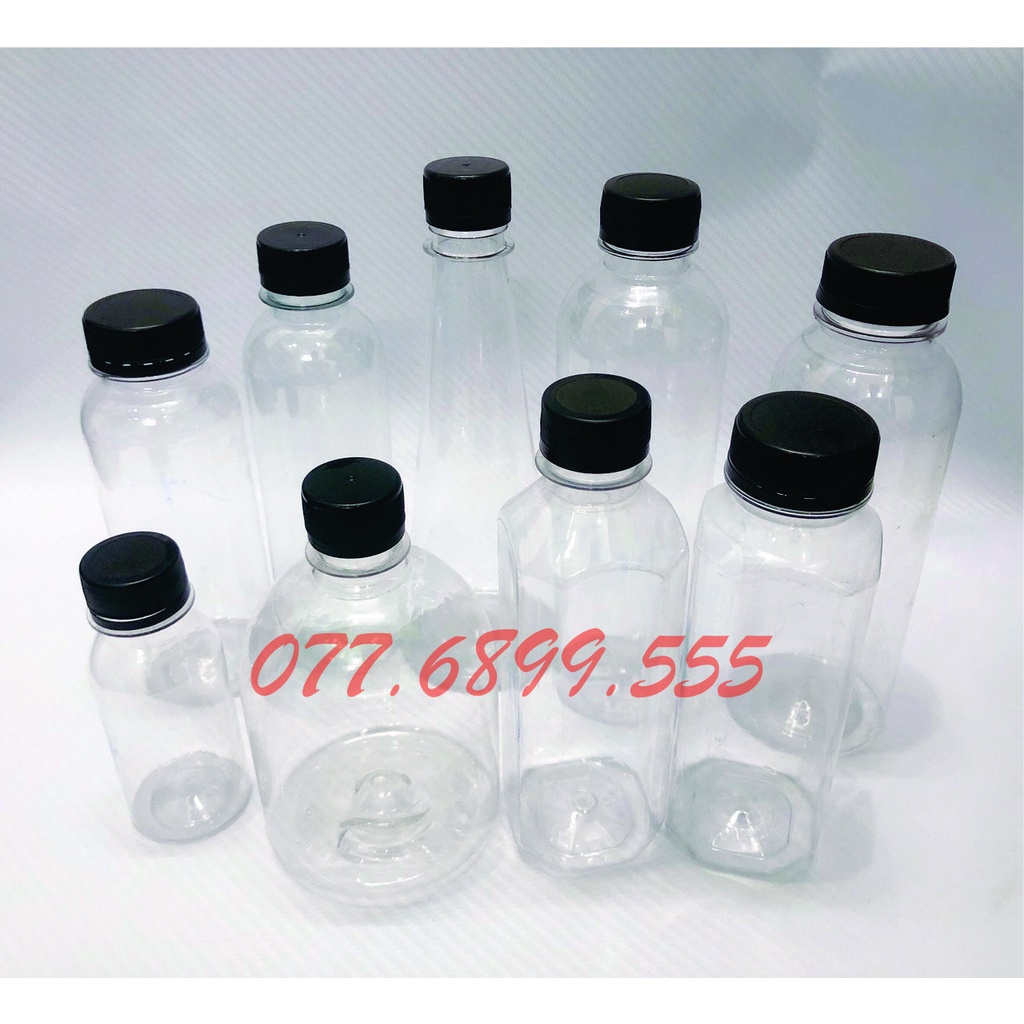 50 chai vuông nắp đen 330ml 250ml