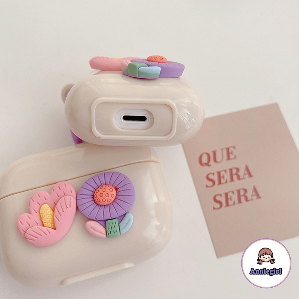 Vỏ Bảo Vệ Hộp Sạc Tai nghe không dây Airpods 1/2/3/pro Hình Hoa Đào Mùa Hè 3D