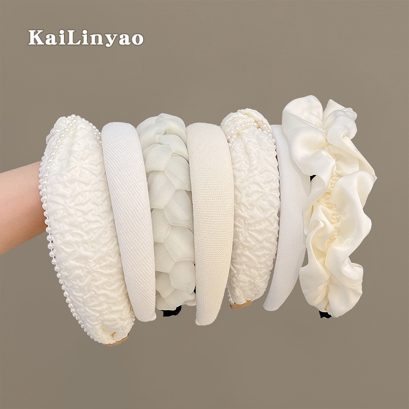 Băng Đô Cài Tóc Đính Ngọc Trai Trắng / Đen Thanh Lịch Cho Nữ