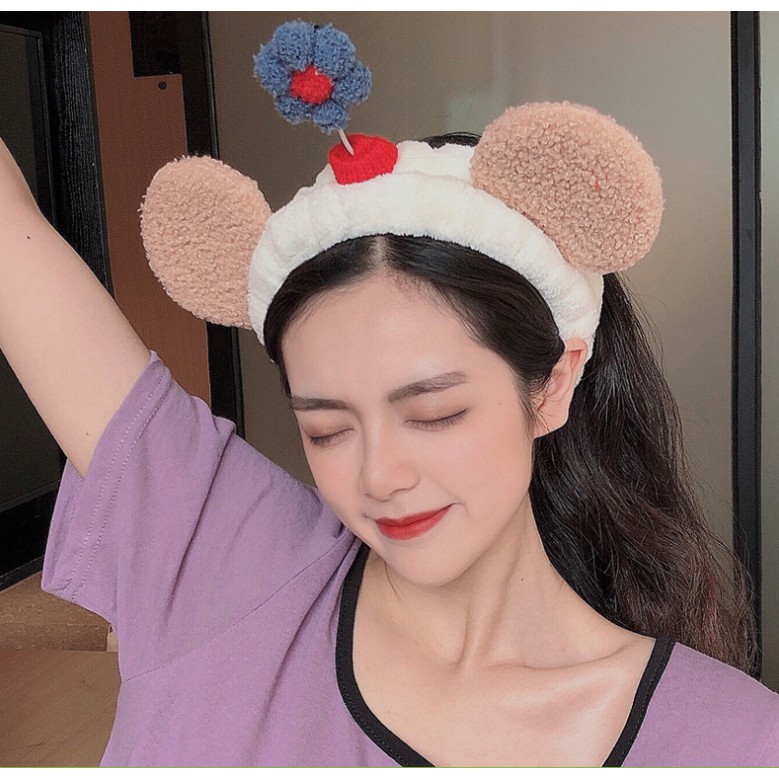 Băng đô rửa mặt tai gấu HotTrend, bờm chụp selfie lúc skincare siêu xinh, đeo êm ái siu dễ thương cho nữ, giá rẻ