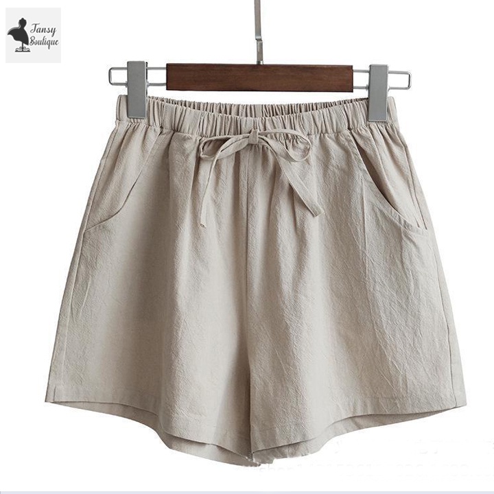 Quần short đũi nữ - Quần đùi nữ vải đũi cao cấp thoáng mát