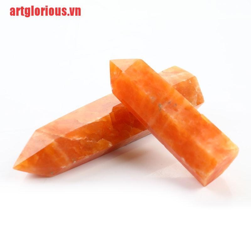 【artglorious】1pc Natural Sunstone Healing Energy Stone Quartz Tower Orange Orn