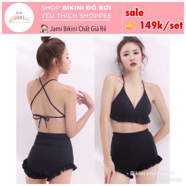 Đồ bơi nữ bikini 2 mảnh dây chéo quần cạp cao bèo cá đi biển đi bơi đi tắm dể thương - MM2