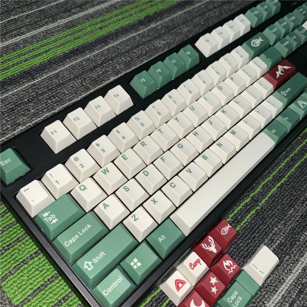 Set keycap Camping và Samurai Cherry profile 127 phím, chất liệu thick PBT, in dye sub 5 mặt lắp vừa hết layout phím cơ