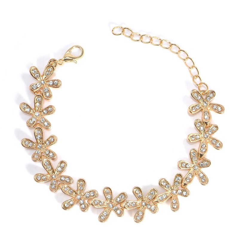 Vòng tay hình bông hoa đính đá lấp lánh cho nữ