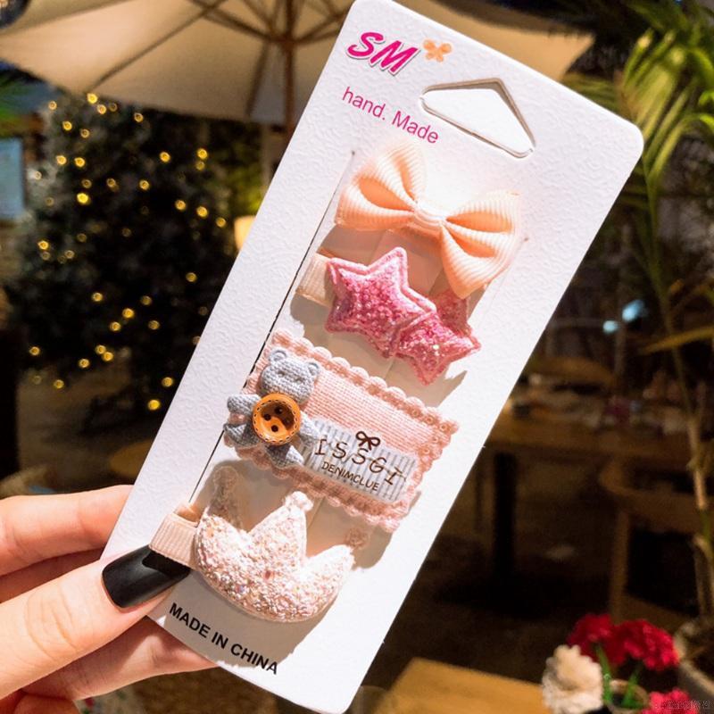 Bộ 3/4 Kẹp Tóc Dễ Thương Cho Bé Gái