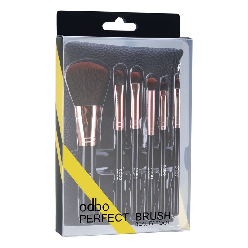 Bộ Cọ Trang Điểm Cá Nhân 6 Cây Kèm Túi Odbo Perfect Brush Beauty Tool Màu Đen