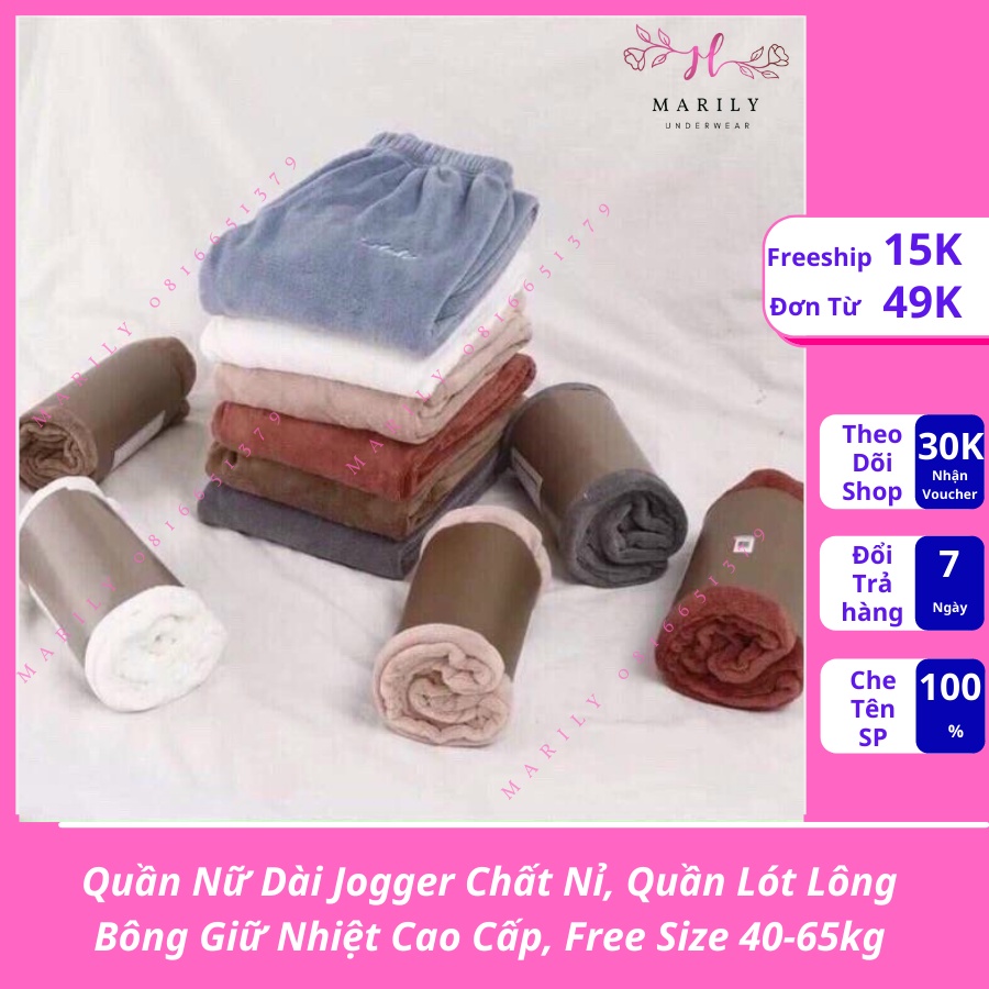 Quần Nữ Dài Jogger Chất Nỉ, Quần Lót Lông Bông Giữ Nhiệt Cao Cấp
