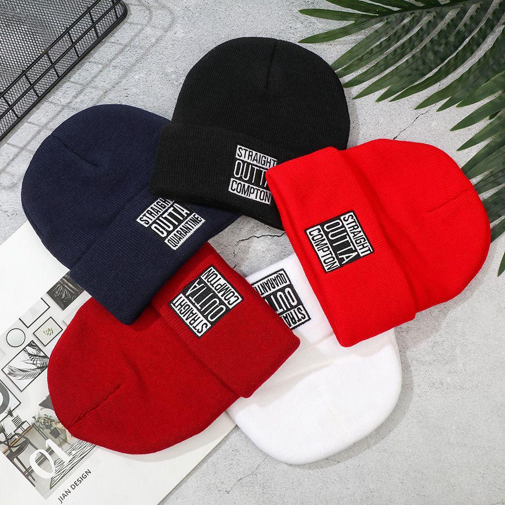 Mũ Beanie Dệt Kim Mềm Mại Thêu Họa Tiết Chữ Thời Trang Cho Nam Và Nữ