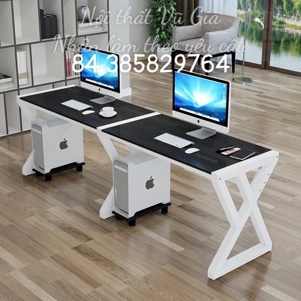 Bàn đôi bàn làm việc 2 người khung sắt gỗ MDF màu sắc tùy chọn d2m x r50cm x c75cm