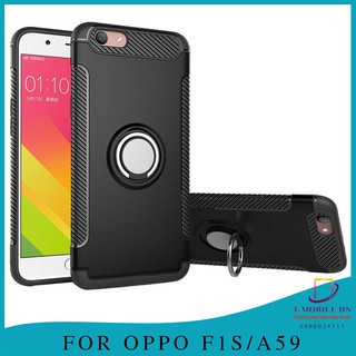 Ốp lưng Oppo F1s A59 chống sốc carbon kèm Ring hít ôtô