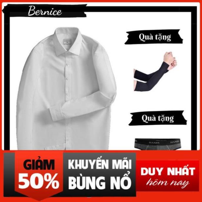 Sơ Mi Dài Tay Phong Cách Hàn Quốc - Không Nhăn - Không Bám Bụi - Sơ Mi Trắng BERNICE MAN *