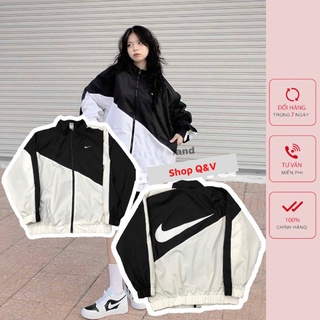 Áo khoác gió nike form rộng dài tay chính hãng unisex nam nữ 2 lớp gió cao cấp - BICO BC359