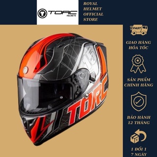 Nón bảo hiểm fullface Torc T18 tem XÁM CAM 2 kính chính hãng đạt chuẩn kiểm định chất lượng