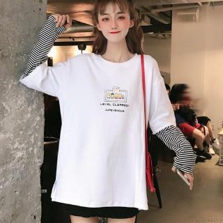 Áo thun tay dài phối sọc
