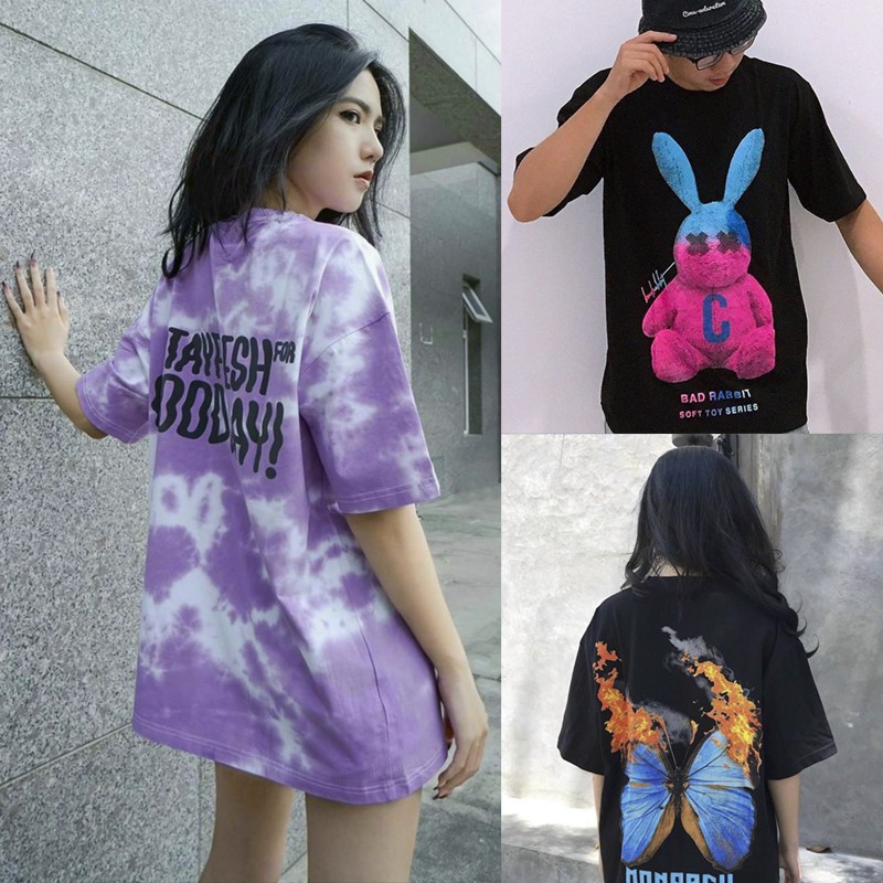 Áo Thun Form Rộng Tay Lỡ Unisex Áo Loang Màu 35-70kg