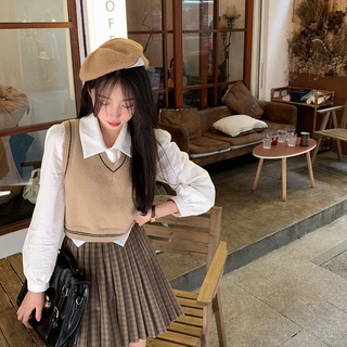  Áo len ghi lê dáng ngắn áo len nữ cổ dễ thương V A1284 