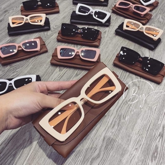 Kính mắt vuông Hot Trend đủ 4 màu trắng, đen, be, hồng