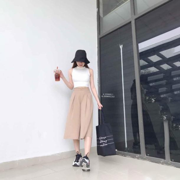 Quần ống rộng đũi xuông xếp ly siêu Hot