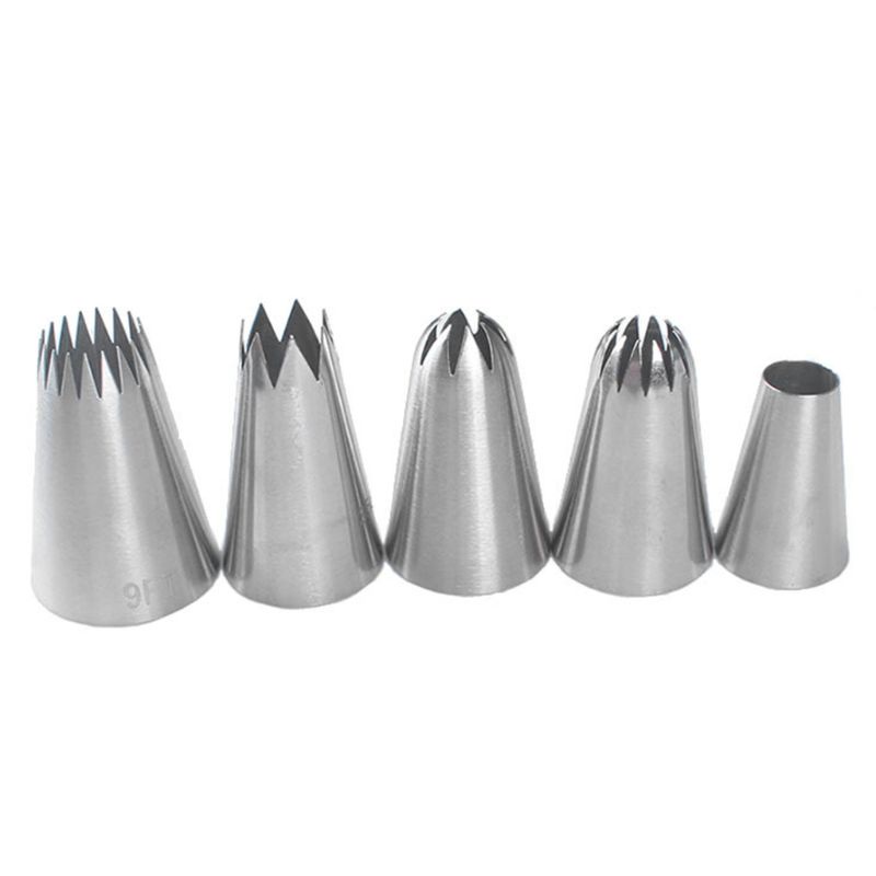 be> 5Pcs/Set Icing Nozzles Cake Decorating Piping Cookie Cream Sizing Tip Stainless Steel DIY Baking Tools Supplies