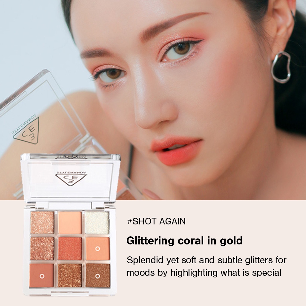 Bảng Phấn Mắt 3CE Nhiều Màu Sắc 3CE Multi Eye Color Palette (Clear Layer) 7g | Official Store 9 Shades Eye Make up Cosmetic