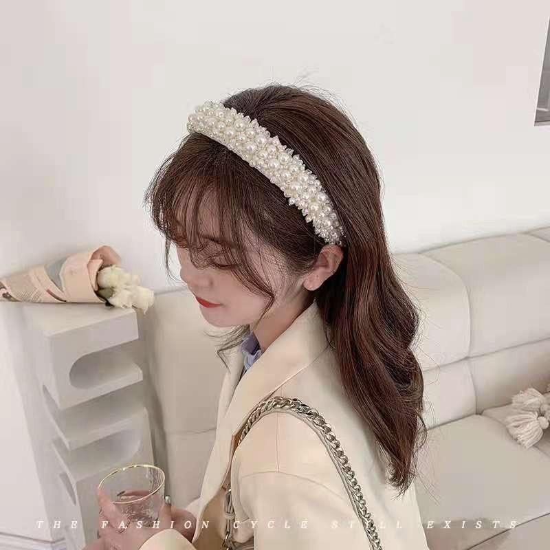 Băng Đô Cài Tóc Đính Ngọc Trai Trắng Sang Trọng Cho Cô Dâu